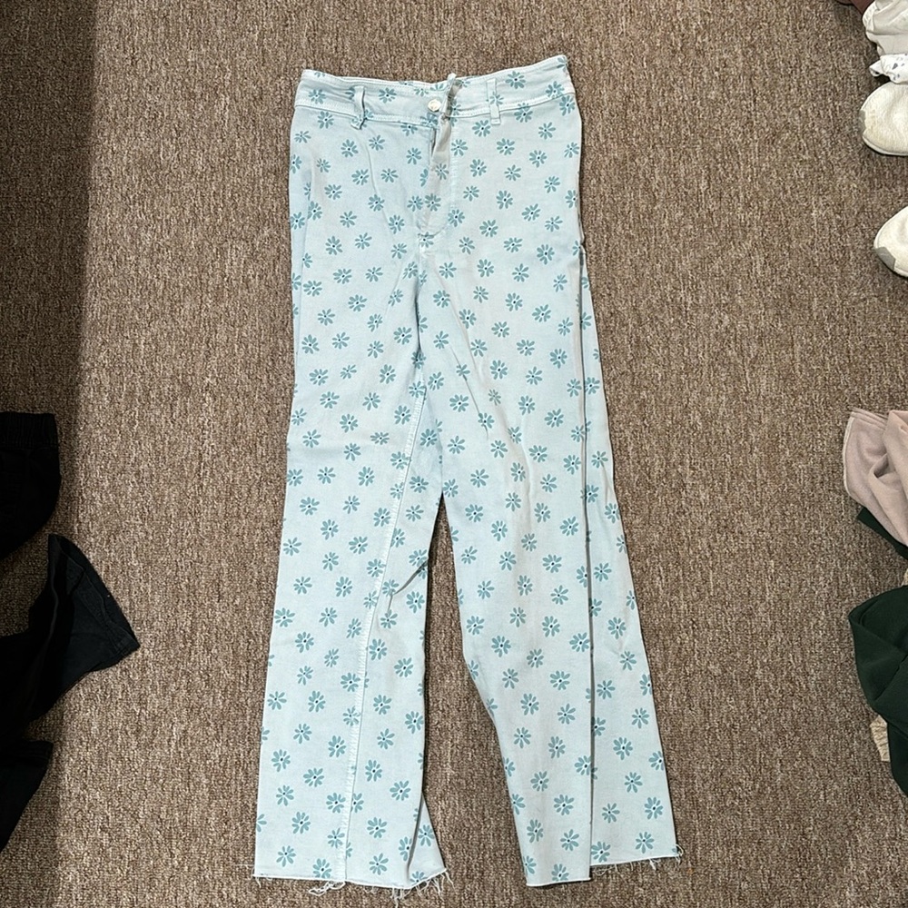 flower print “the marine straight” jean